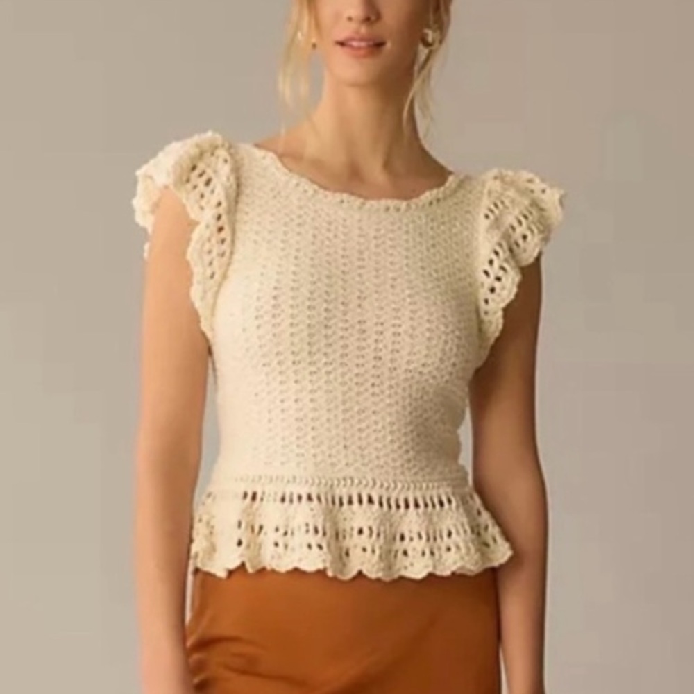 Anthropologie Ivory Textured Knit Top